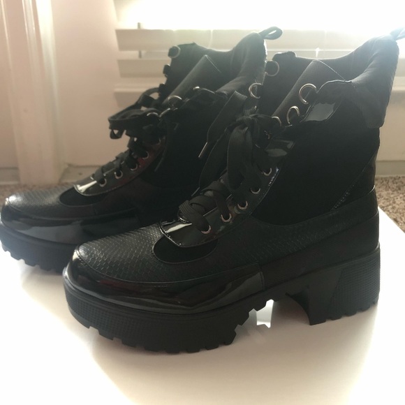 Black Combat Boots Brand New Never Worn Sz.8/8.5 - Picture 6 of 8